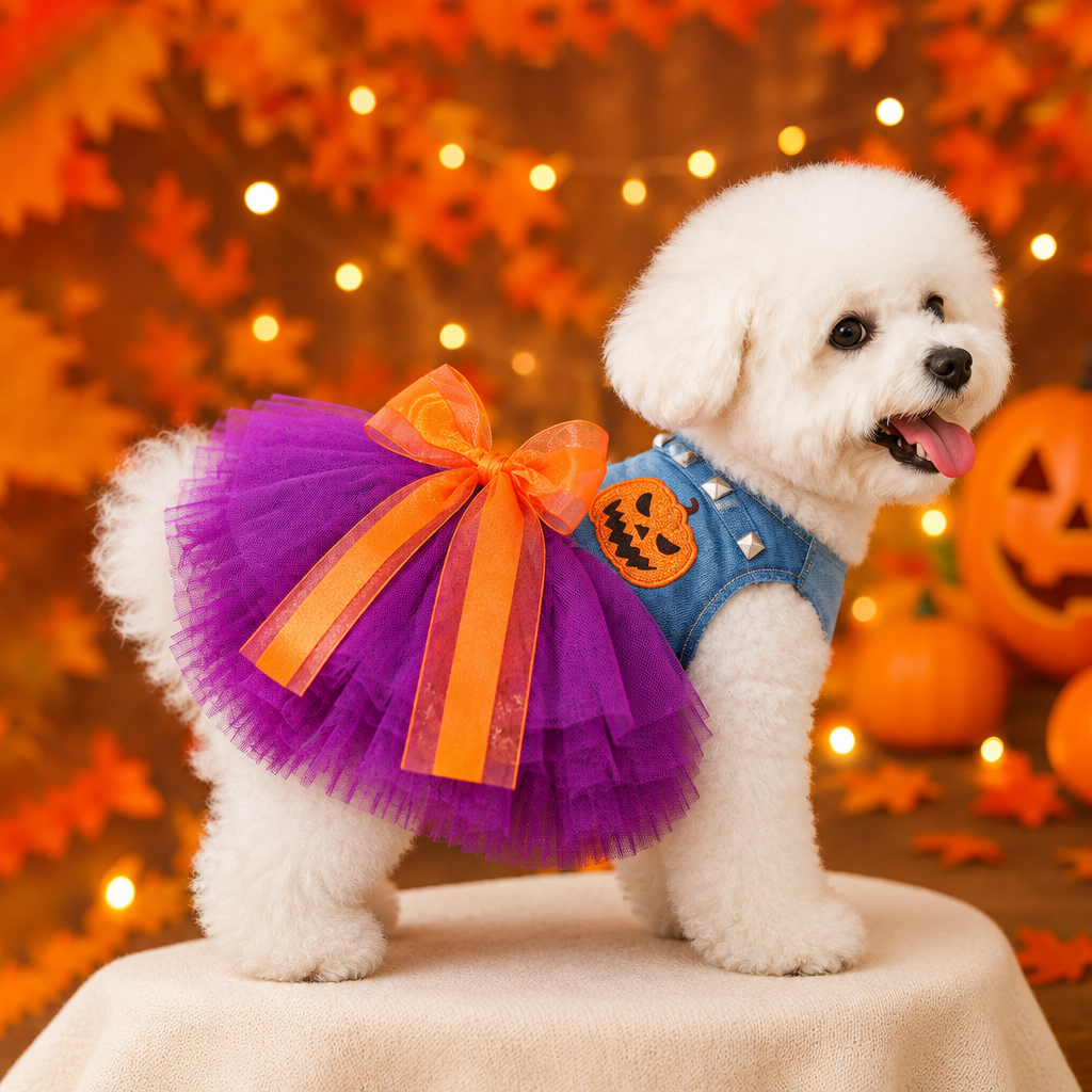 Halloweenowa sukienka dla psa „Dyniowa Księżniczka"