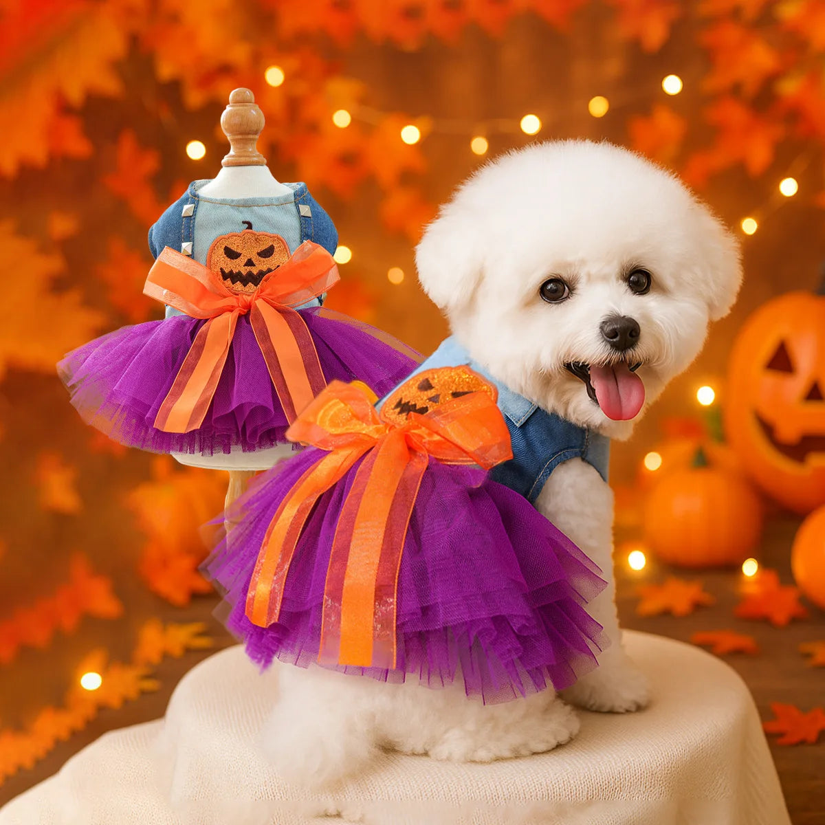 Halloweenowa sukienka dla psa „Dyniowa Księżniczka"